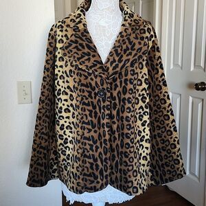 Susan Graver Leopard Print Faux Fur Jacket Size 2x
